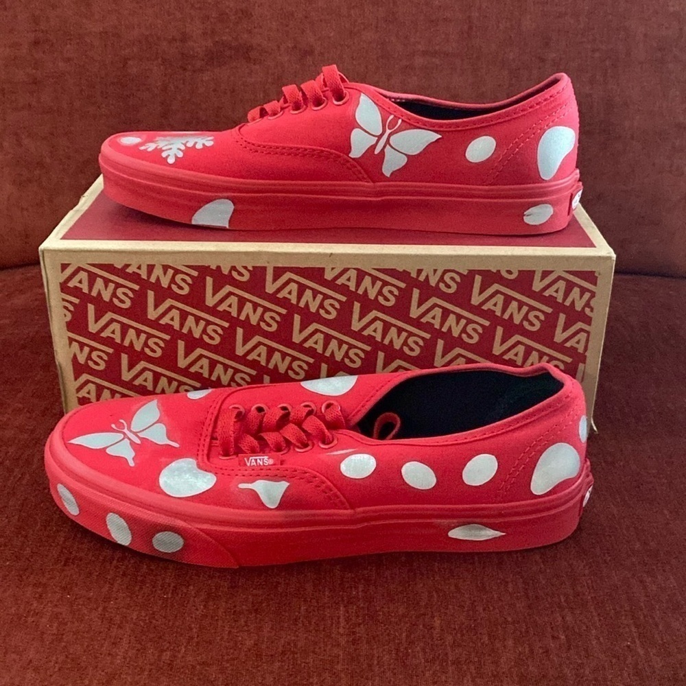 Vans Off The Wall Sneakers Womens Sz 8.5 M/10 W 4 Red reflective butterfly’s